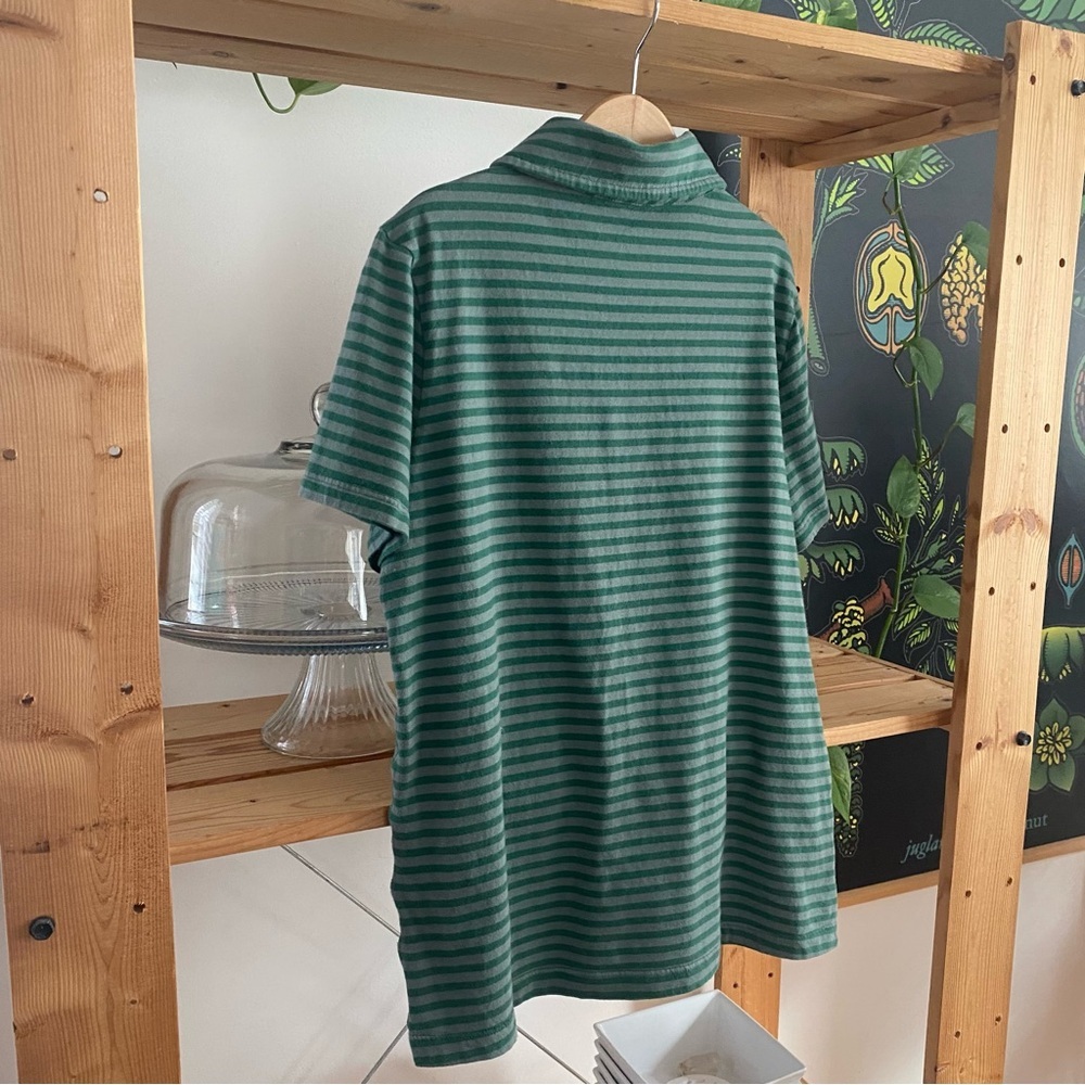 Vineyard Vines Green Gray Island Stripe Pocket Polo Shirt Medium - Picture 5 of 10